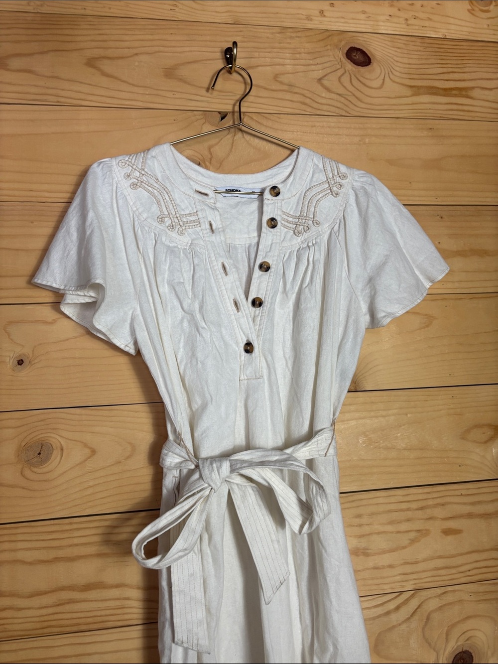 Sonoma white linen blend western style mini dress XS - Picture 2 of 10